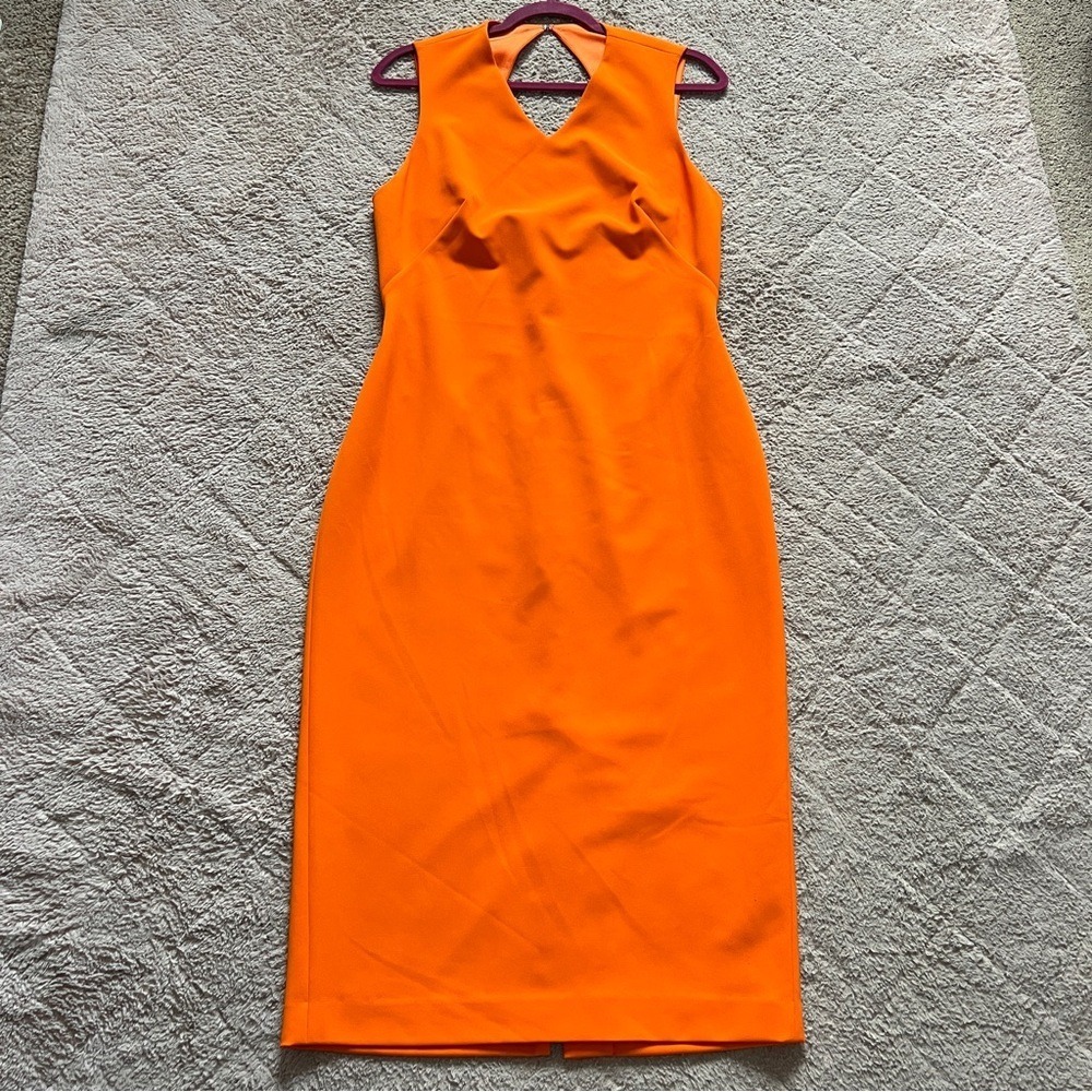 Polo Ralph Lauren Orange Sheath Midi Dress Wedding Guest Party Formal Size 10